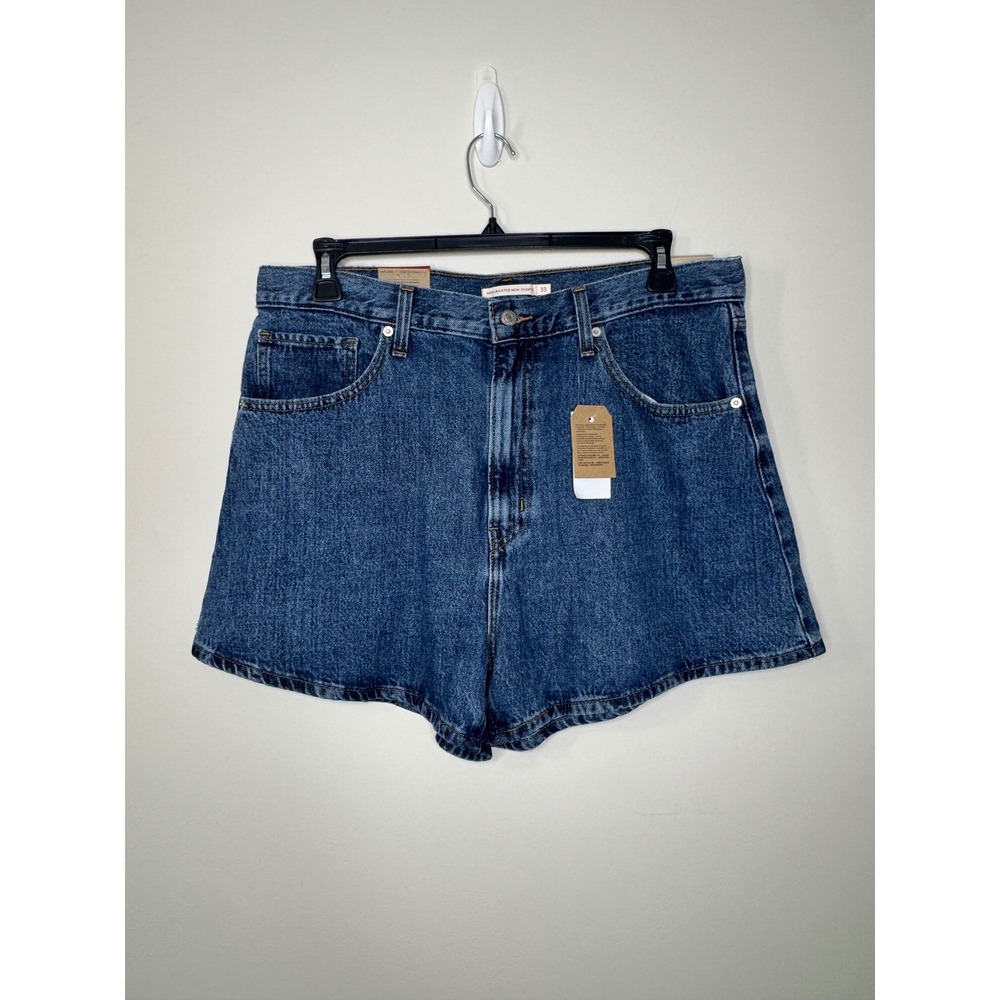 Levis High Waisted Mom Shorts Womens 33 Size 16 Medium Wash Blue Denim New